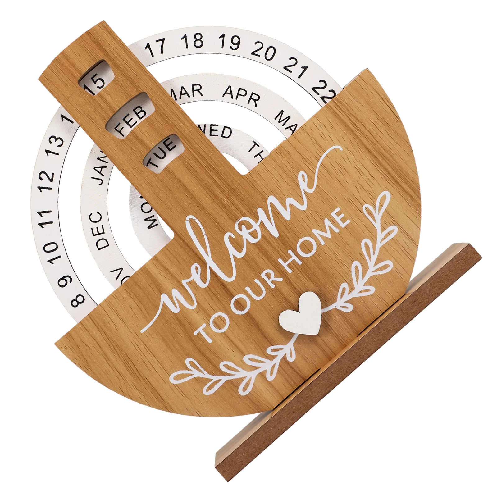 

Perpetual Desk Calendar Wooden Circle Frame Month Day Week Desktop Standing Office Home Supply Decorative Table Calendar