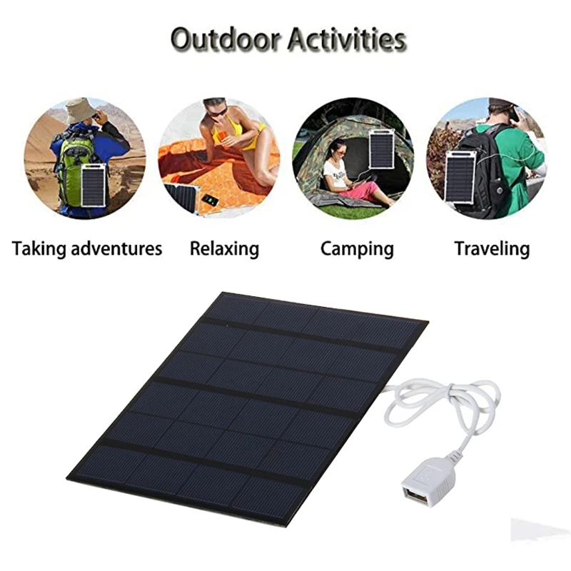 3,5 Вт 6 в солнечная панель с USB-кабелем, уличная портативная мини солнечная панель, зарядное устройство