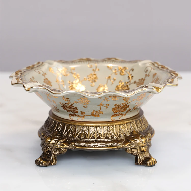 Luxury European American Style Alloy Ceramic Ashtray Candy Dish  Elegant Snack Bowl Dessert Plate Home Decor view 4
