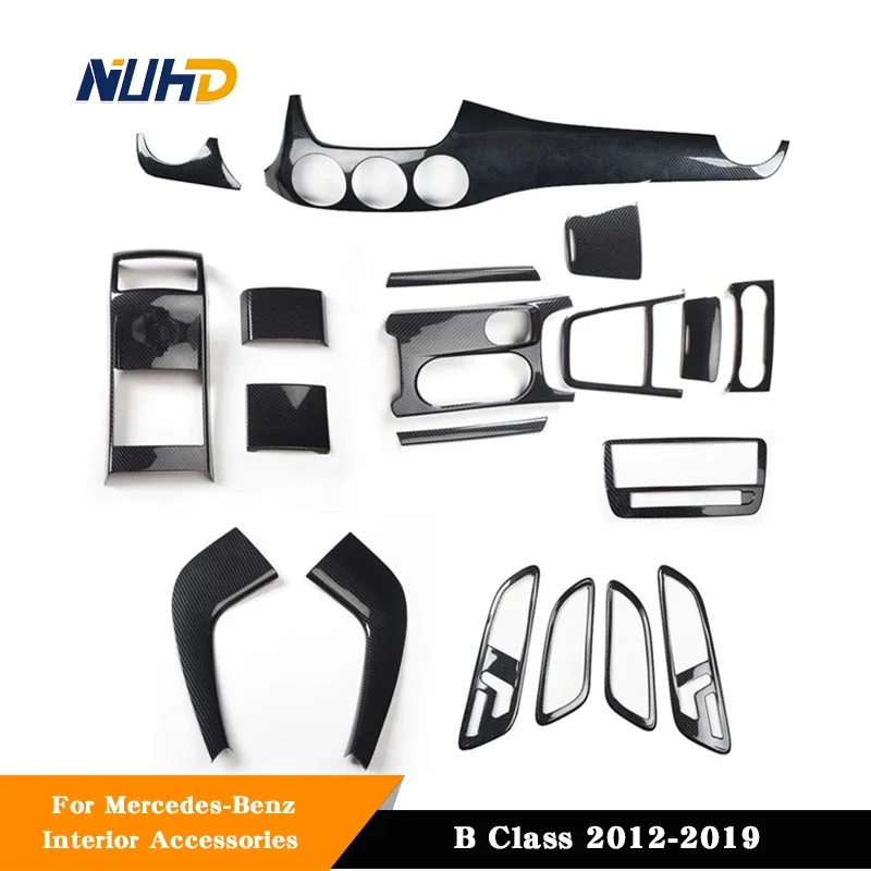 

For Mercedes-Benz B Class 2012-2019 Trim Protector Cover Accessories Carbon Fiber Car Interior Center Console Panel Stickers