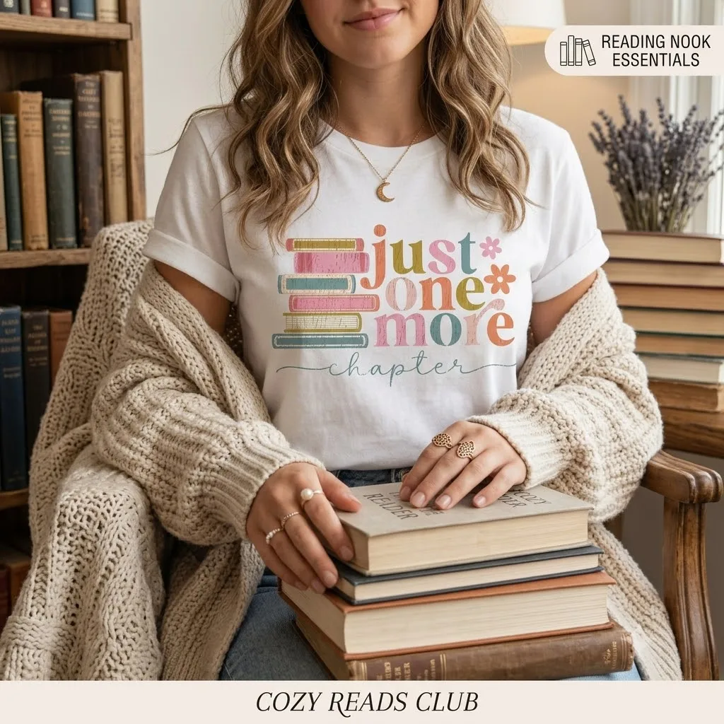 Ladies' 100% combed cotton book-themed T-shirt, loose fit, suitable for reading enthusiasts, short-sleeved casual top