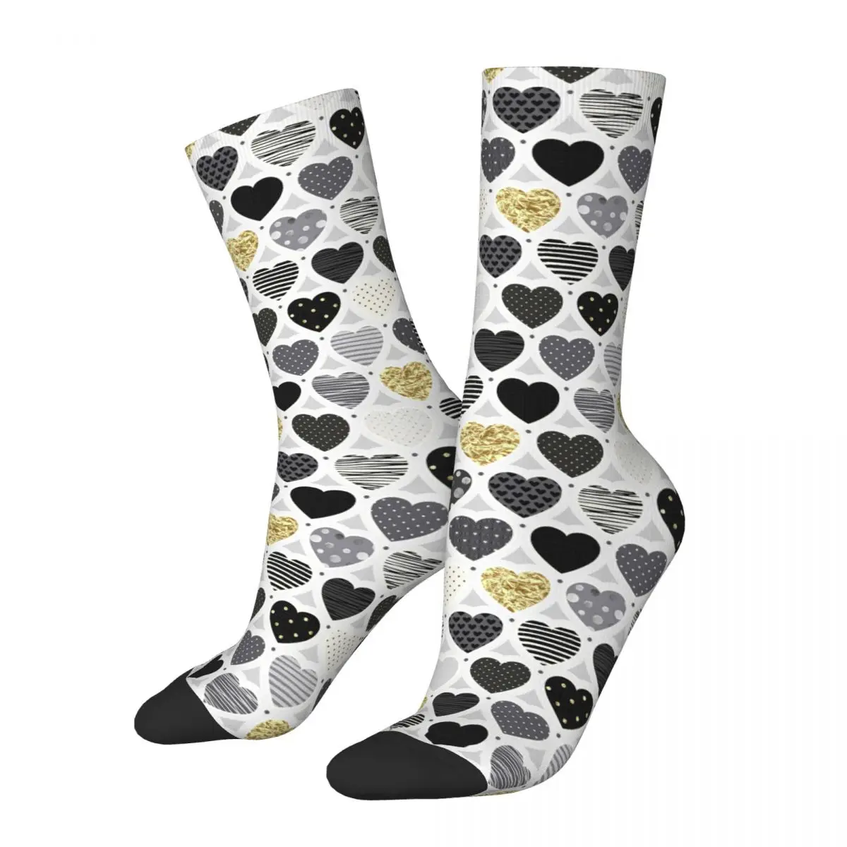 Fashionable Festive Pattern Of Different Hearts, Seamless Illustration . Adult Socks,Unisex socks,men Socks women Socks