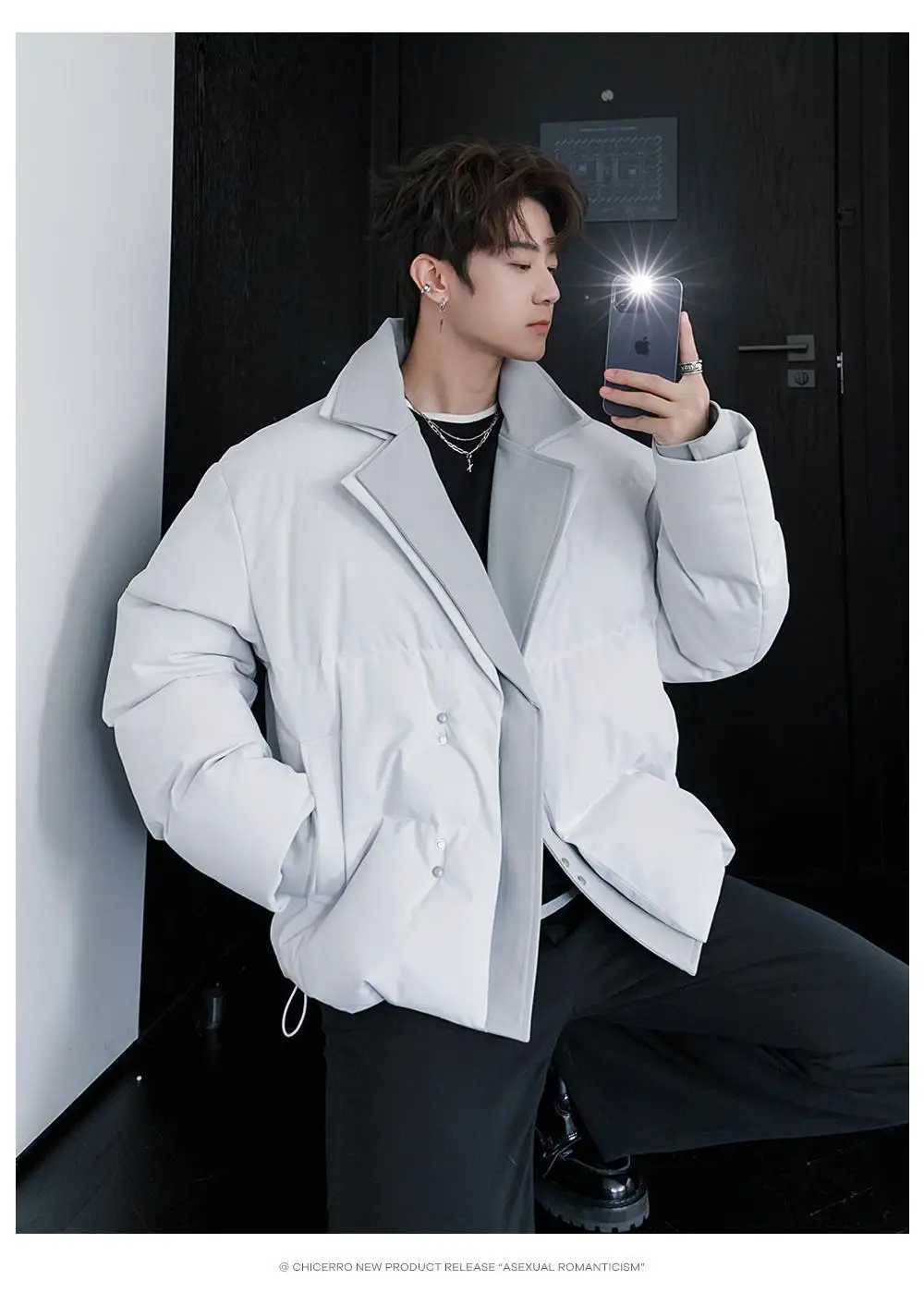2026 Winter Fashion Solid Color Warm Parkas Men New Loose Cotton-padded Jackets Male Short Fake Two Piece Casual Coats C970