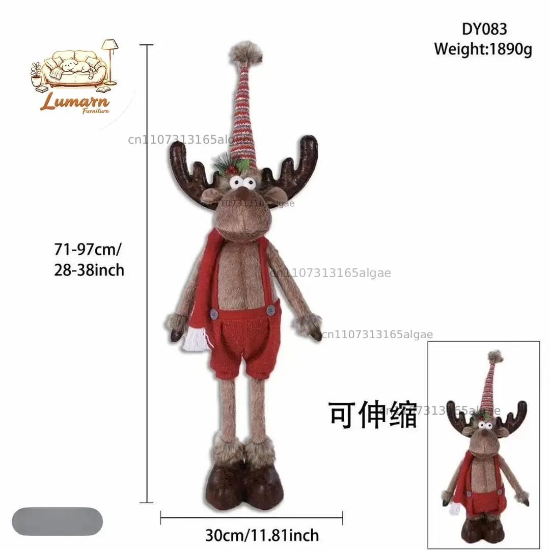 Extendable long-legged reindeer ornament, American vintage living room entryway TV cabinet, Christmas atmosphere home decoration