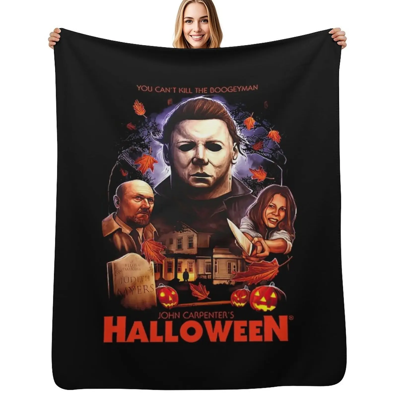 Halloween He is Gonna Get You Throw Blanket Plaid on the sofa Decorative Sofas Hair Quilt Bed covers wednesday Blankets