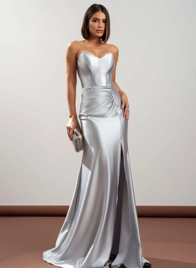 تخصيص جودة عالية طول الأرض الحبيب بلا أكمام عالية شوكة المرأة حفلة موسيقية Abiye Uzun Elbise Modelleri فساتين الحفلة التخرج