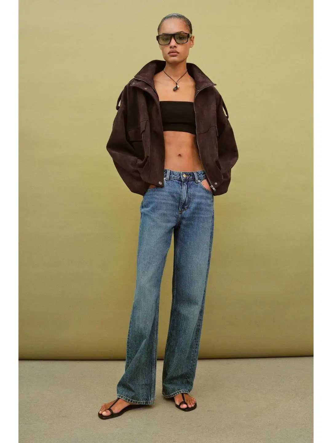 Summer New Casual Style Women's Short Coat Long Sleeve Faux Velvet Texture Embellished Shoulder with Strap Stand Collar Jacket