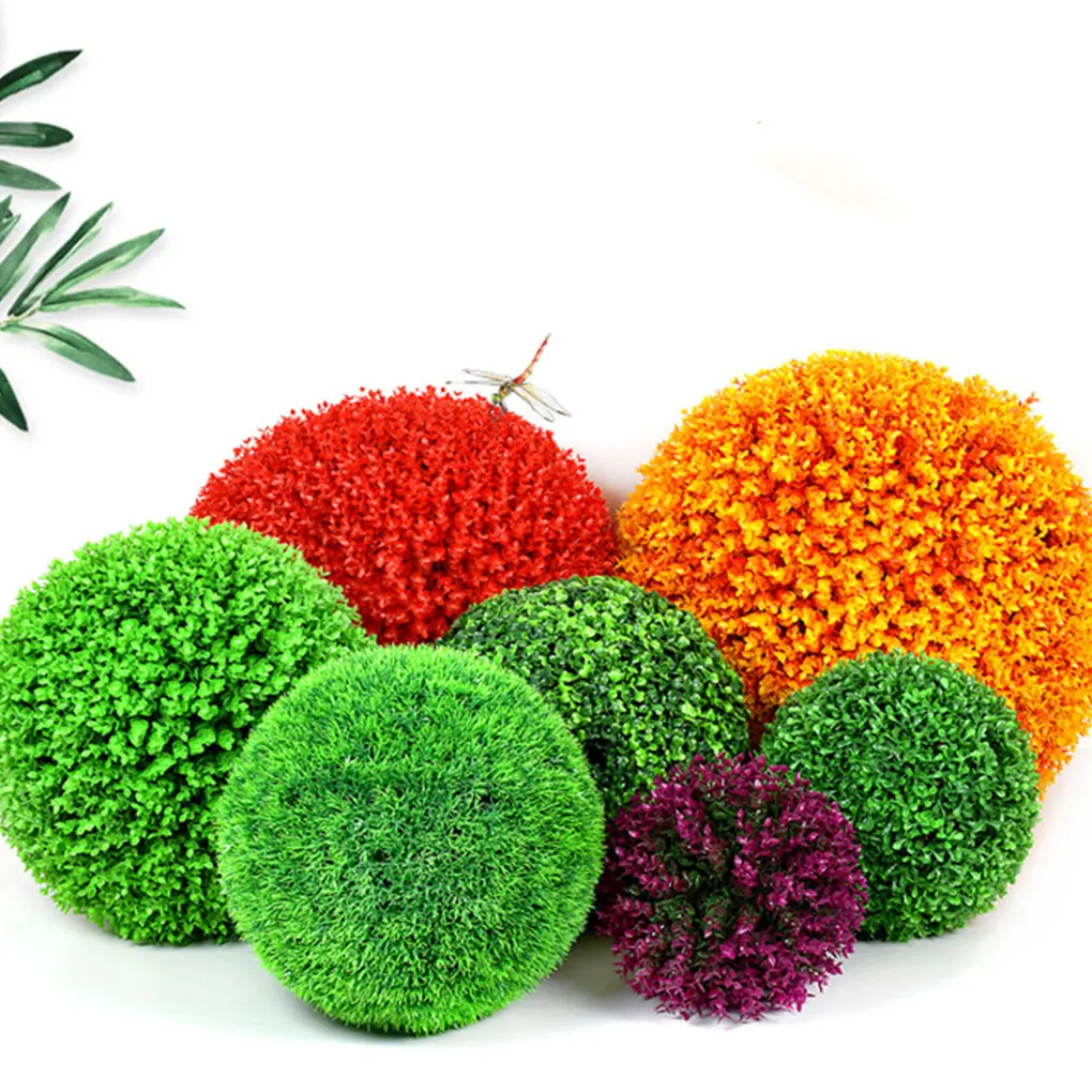 محاكاة بلاستيكية واقعية تترك كرة العشب في الأماكن المغلقة أو الهواء الطلق العشب الاصطناعي قبة الكرة النباتات محاكاة ترك كرة العشب #2