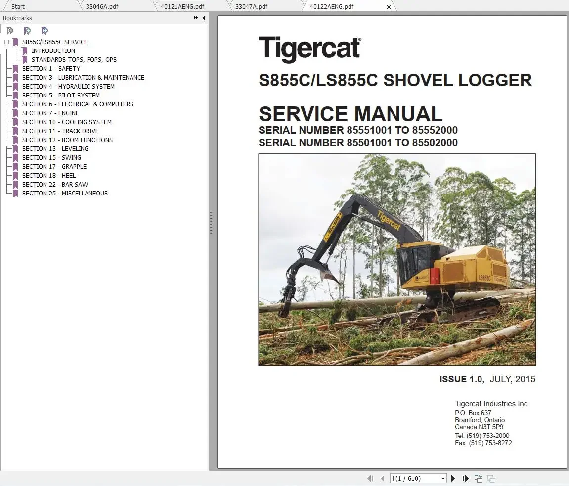 

Tigercat Machine 44,5 ГБ PDF 2023, руководство по обслуживанию и руководство по эксплуатации DVD