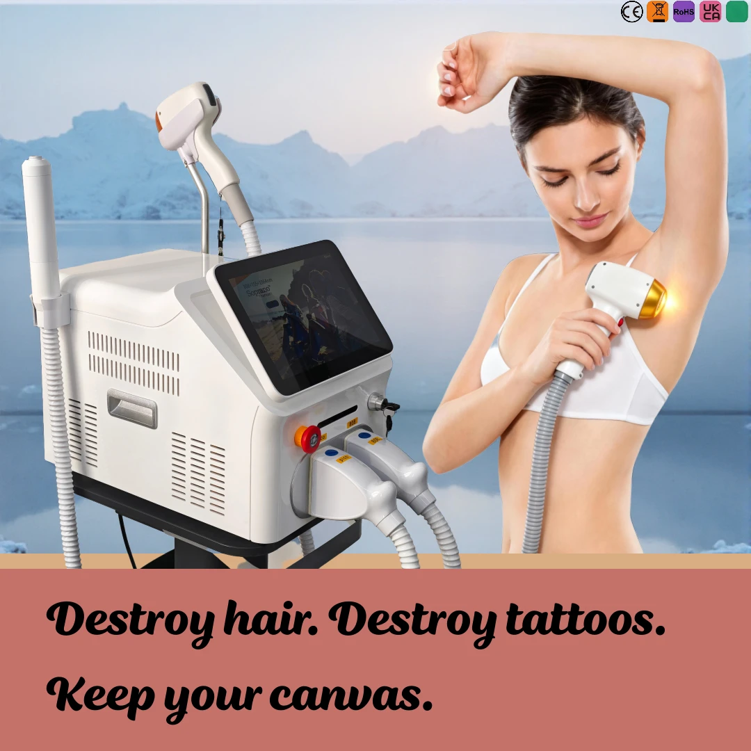 2026 Home Use 2in1 Hair Reducer & PicoSkincare Device System Painless Epilator Sapphire Light Technology Portable  Model Suitabl