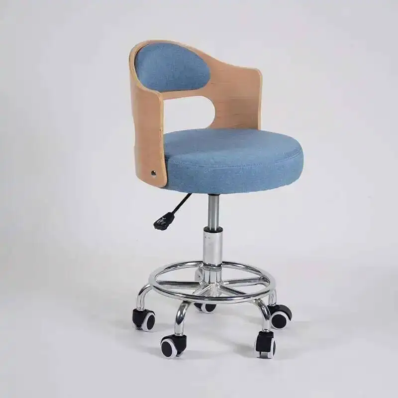 

Barber Beauty Hair Salon Solid Chair Wood Computer Pedicure Swivel Chair Backrest Stool with Wheels Cadeira Salon Furniture