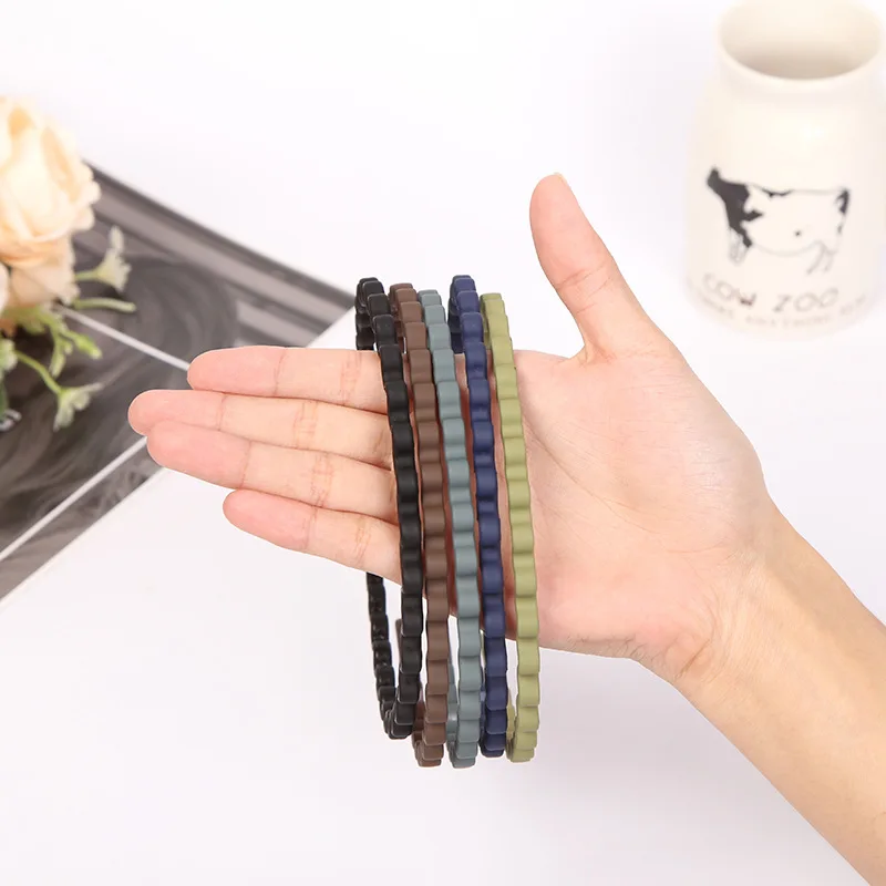 New Fashion All-match Acrylic Wavy Frosted Candy Color Geometric Headband Hairband for Women Girl Hair Accessorie Headwear