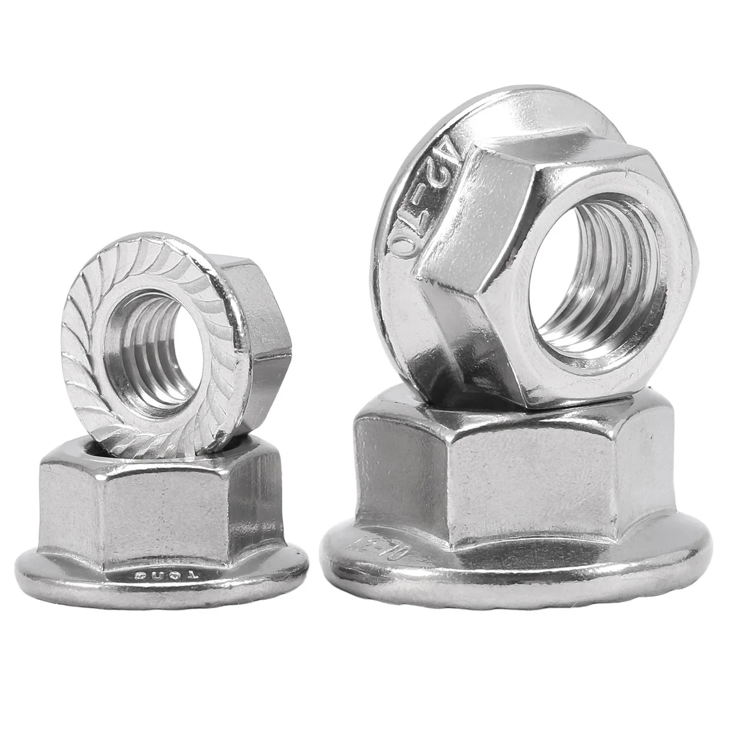 304/316 Stainless Steel Serrated Spinlock Hexagon Flange Nuts M2.5~m20 Flange Left Hand Reverse Nuts For Assembling Andfastening