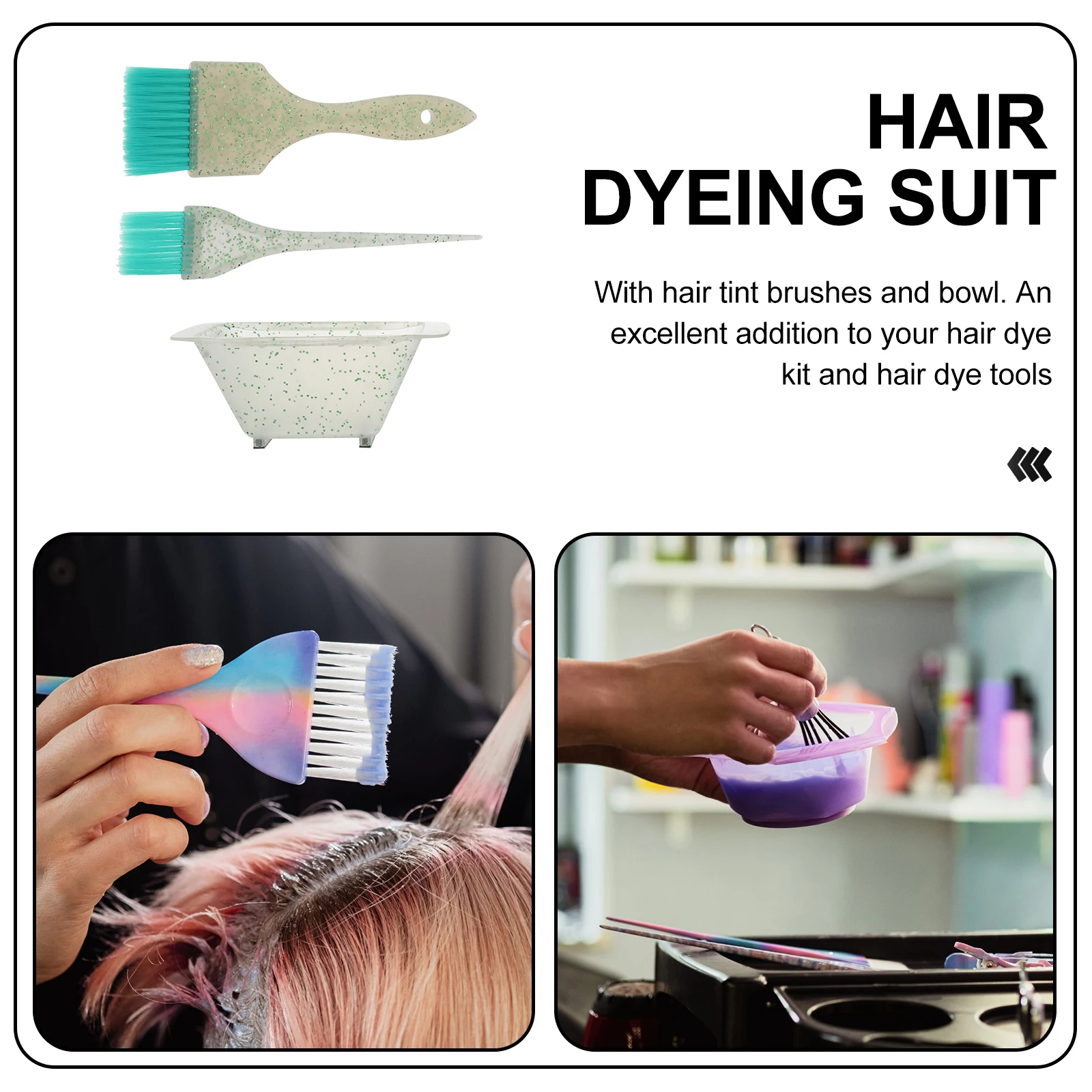 

Hair Dye Bowl Set Coloring Mixer Flash Bowls for Salon Kit Mixing Frosted Soft Brush and Miss