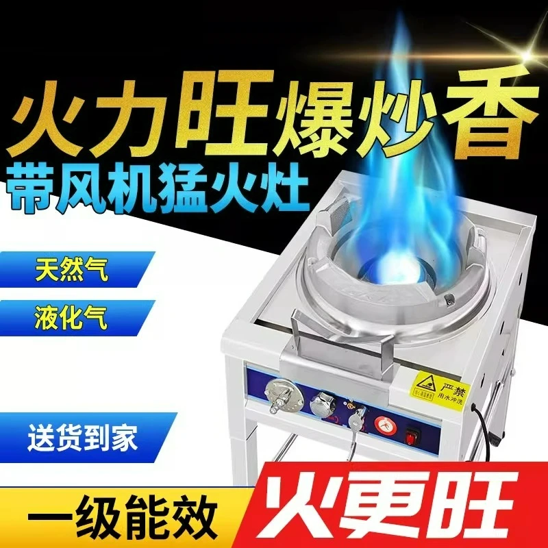 

Desktop Gas Stove with Fan Flameout Protection, Natural Gas High Flame Stove