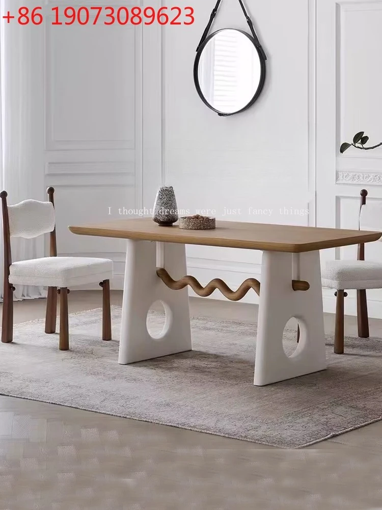 

Medieval French Cream Cookie Dining Table Household Art Dining Table White Oak Creative Homestay Table