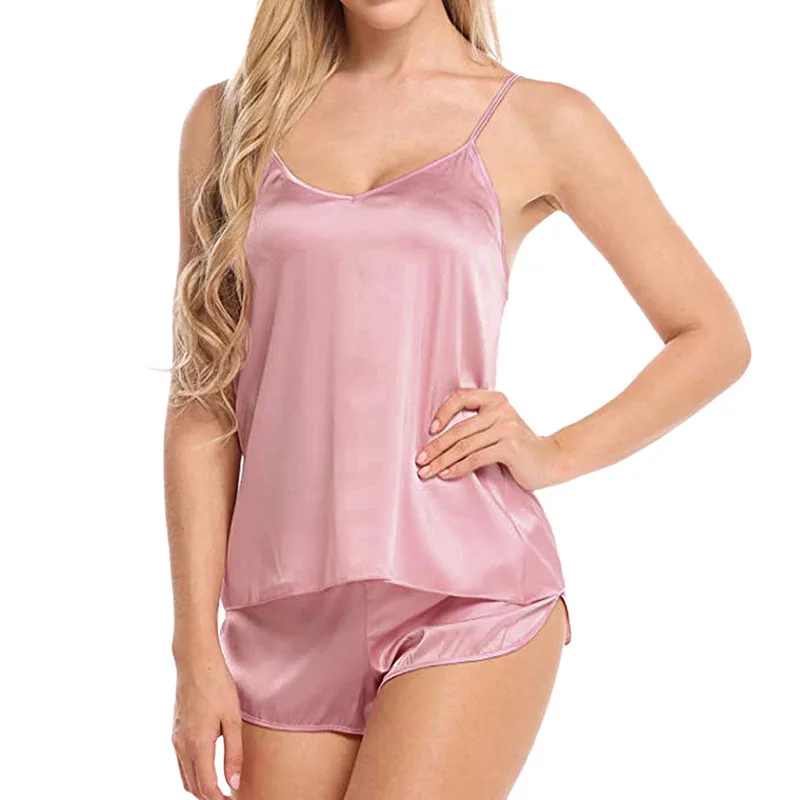 Women V Neck Lace Sleeveless Camisole Vest Loose Shorts Solid Color Simple Summer New Style Comfortable Daily Casual Home Wear view 3