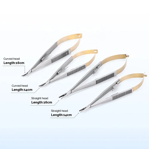 Imagen 2 del producto Porta agujas Castroviejo de 14cm/16cm, herramienta de dentista para implante de ortodoncia Dental, pinzas rectas/curvas, microcirugía, 1 ud.