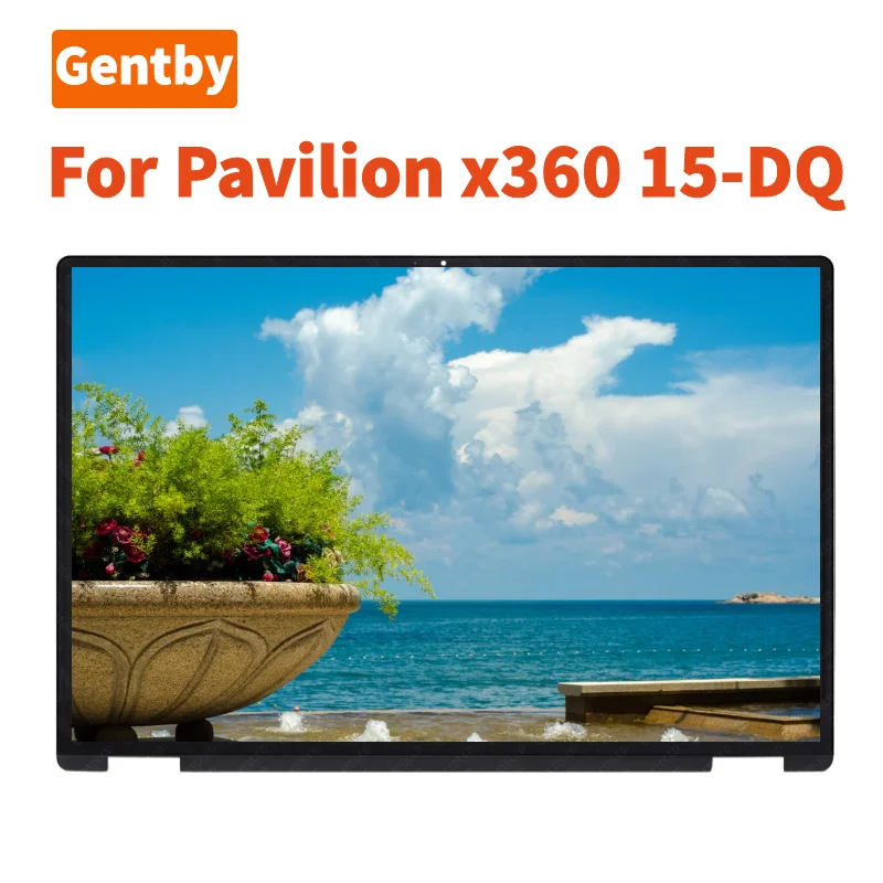 Tela de Toque Lcd hd com Moldura para hp Pavilion X360 Conversor Série 15 dq Nt156whm N44 Nv156fhm N45 15.6 Novo
