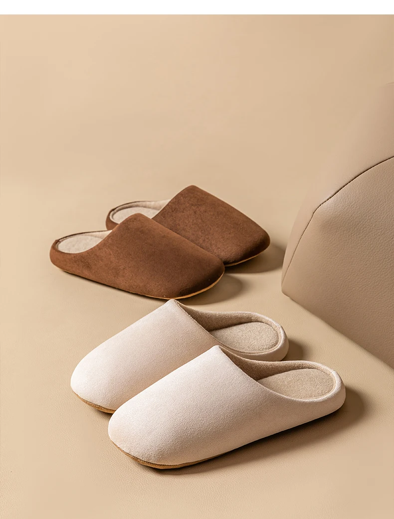 Einfarbige Herren-Hausschuhe, Herbst und Winter, dünner Samt, stumm, weicher Boden, rutschfest, weich, bequem, für den Innenbereich, Heimschuhe – Detail 14