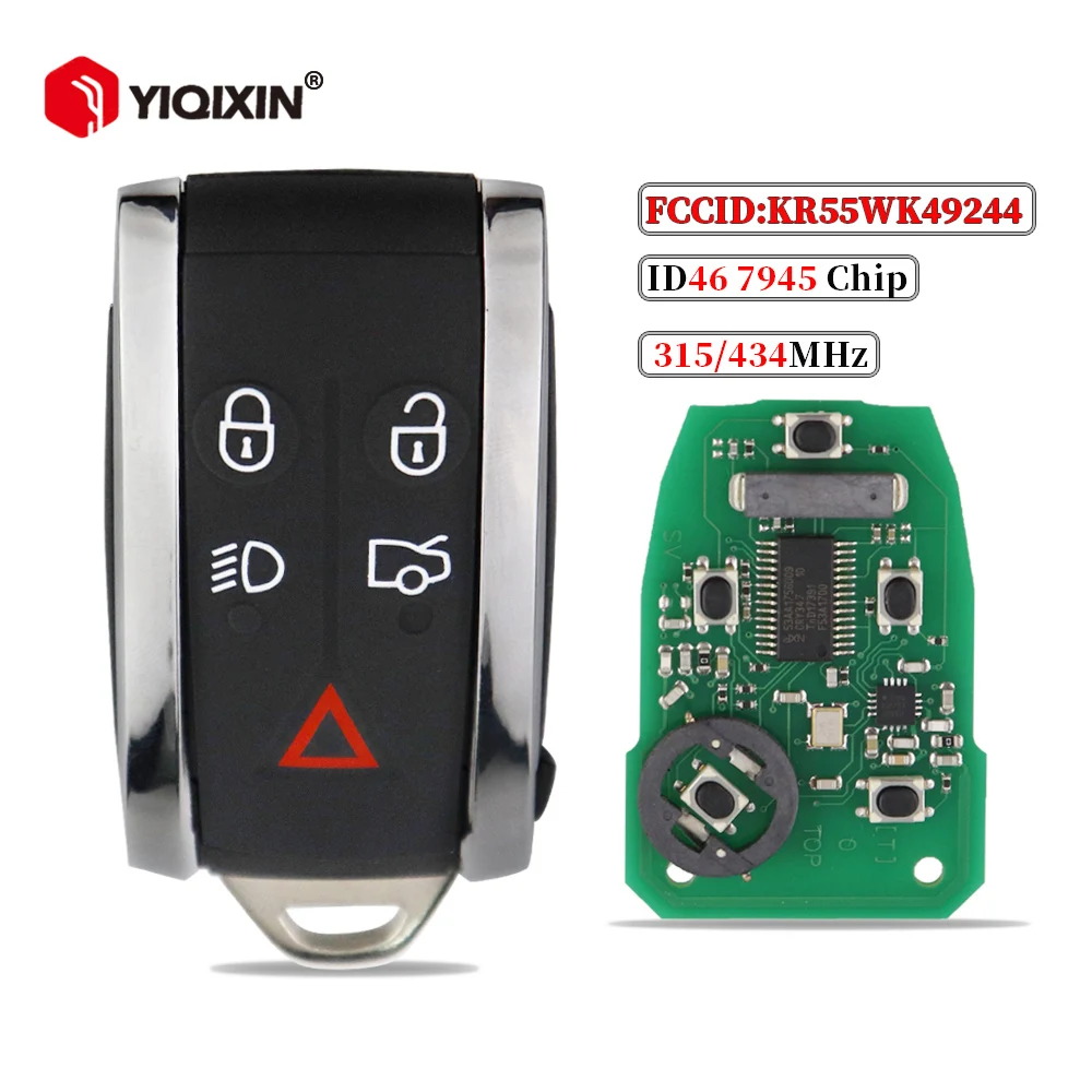 

YIQIXIN Smart Remote Car Key For Jaguar XF XFR XK XKR X-Type S-Type 2007 2008 2009 2010 2012 315/433MHZ ID46 7945 Chip 5 Buttons