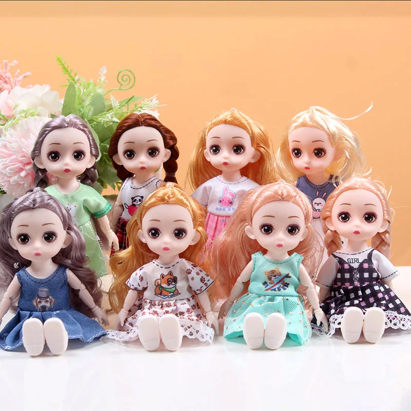 

6-inch girl doll, 17cm tall, can change clothes, cute mini humanoid doll toy, festival gift