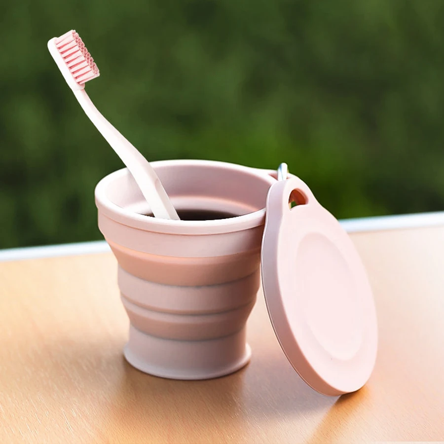 180ML Water Cup Foldable with Lid Coffee Outdoor Travel Portable Drinking Tea Telescopic 1PC Folding Mini Silicone Supplies