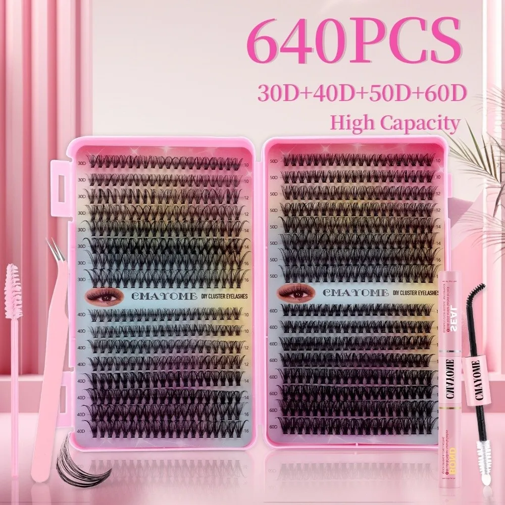 New Bond and Seal False Eyelashes 10-16mm 5D Fluffy Cluster Lashes Kit Mixed Tray Natural Look Faux Mink Lashes Makeup Tool view 3