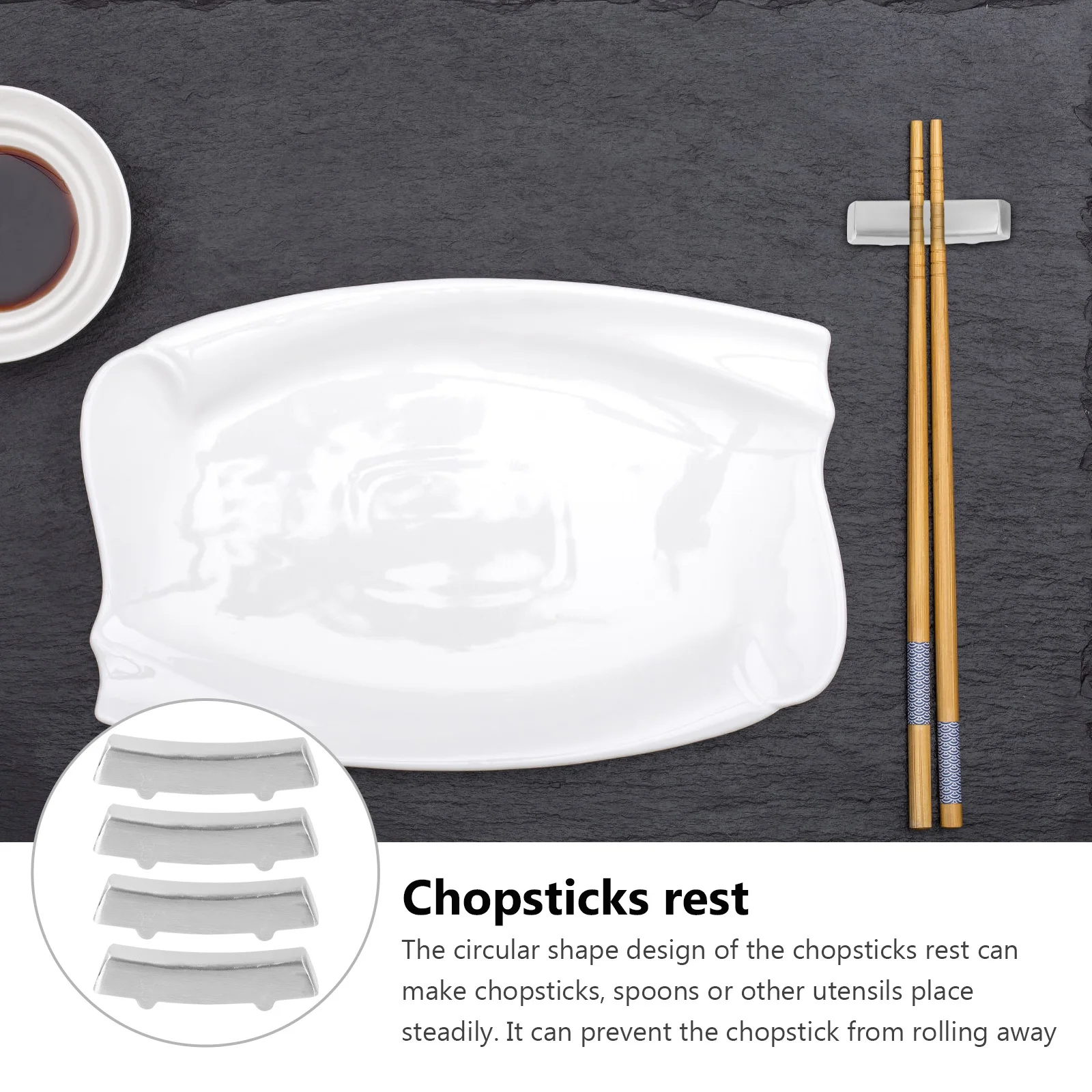 

4Pcs Stainless Steel Chopsticks Rest Food Grade Round Tableware Rack Holder for Chopsticks Spoon Forks Easy to Clean Household