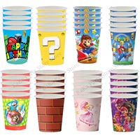 Mario Paper Cup Super Mario Birthday Decoration Disposable Tableware Super Bros Glass Kids Boys Girl Party Favors Gift supplies