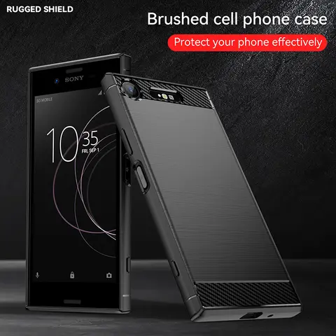 Funda de silicona suave de fibra de carbono para Sony Xperia XZ3 XZ2 XZ1 Mini Compact Premium XA2 XA1 Ultra Plus funda con textura cepillada