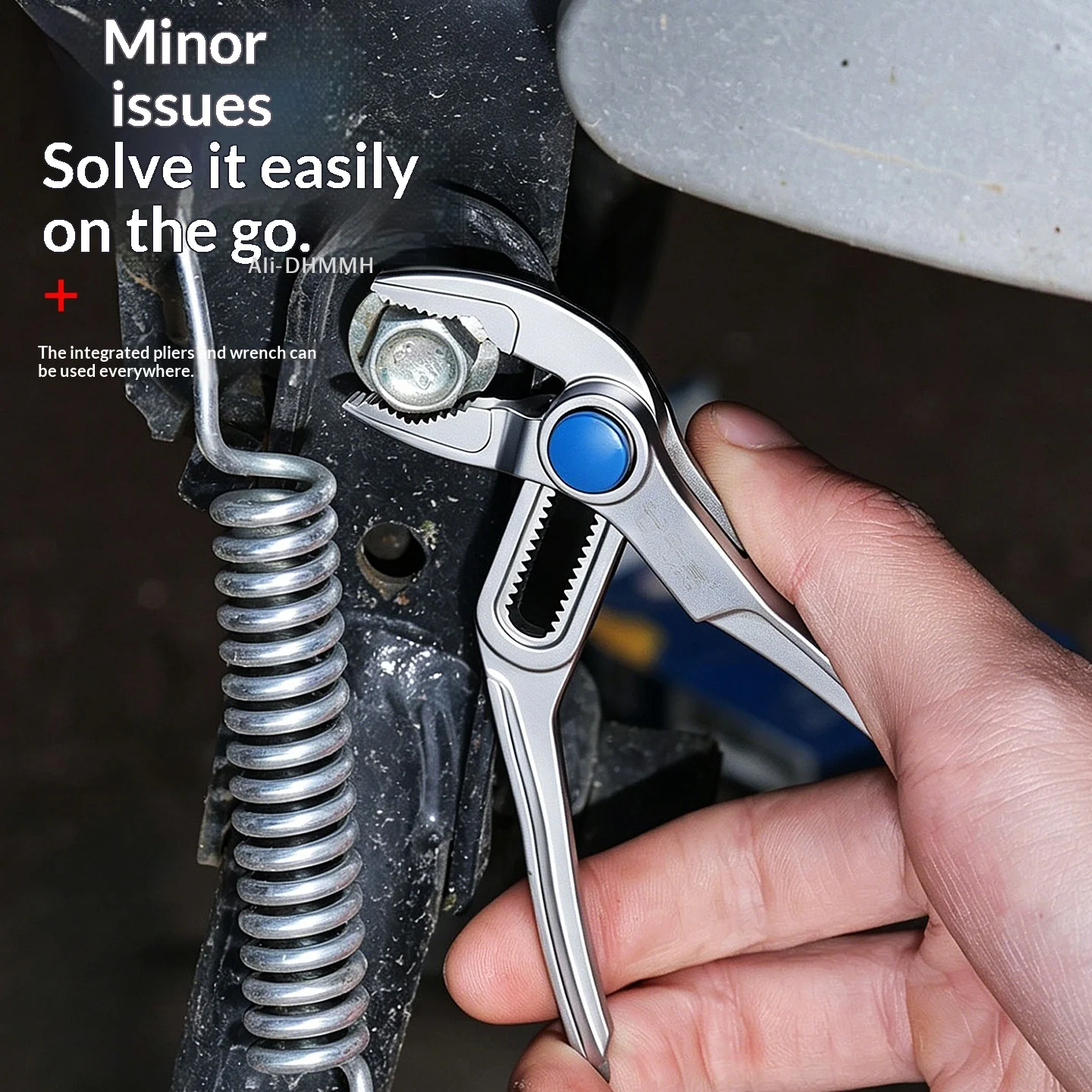 ZLinKJ 4 Inch Mini Groove Joint Pliers With Push Lock V Jaw Fast Adjustable For Tight Spaces Multi Surface Grip