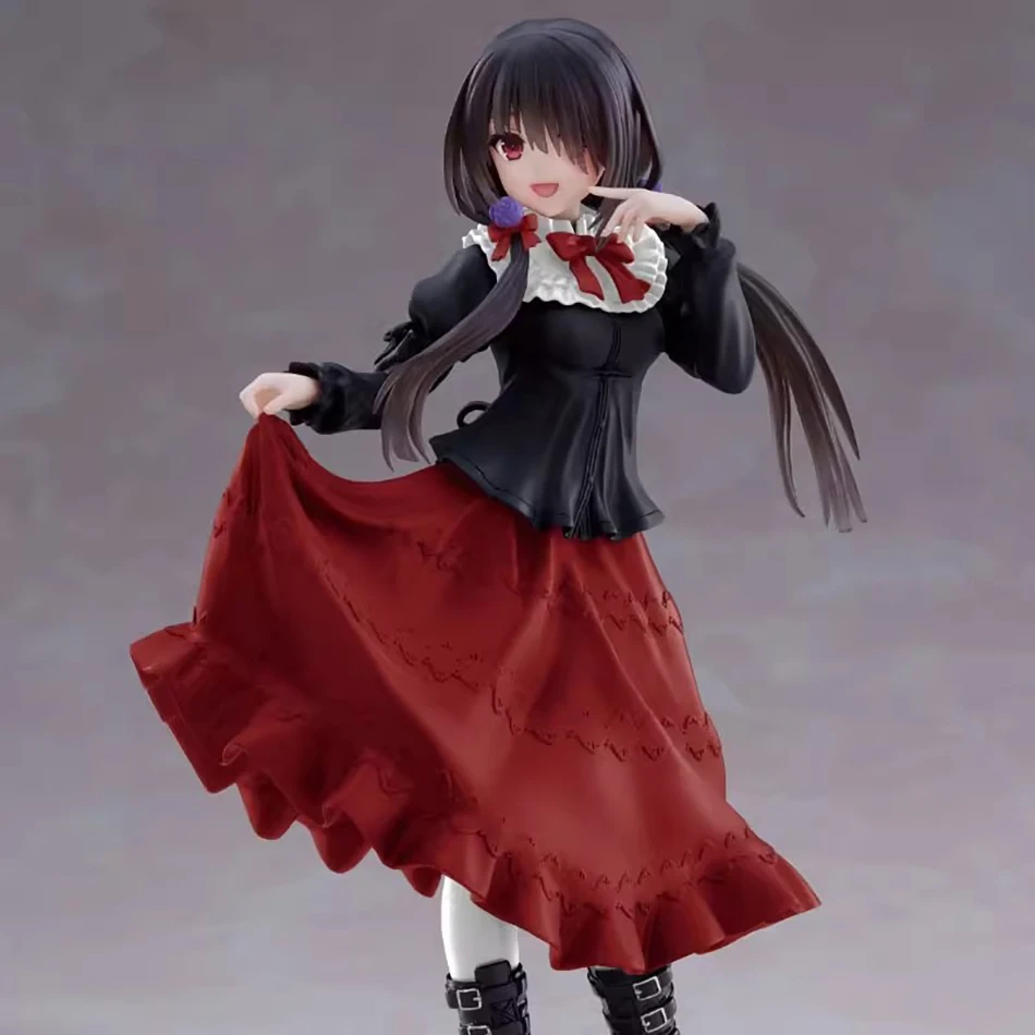 18cm data um ao vivo tokisaki kurumi anime figura bonito menina modelo pvc vestido vermelho vestir-se em pé carro interior ornamento modelo brinquedos