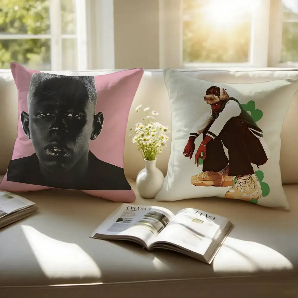 T-Tyler the Creator مغني الراب كيس وسادة مكافحة الغبار المخدة غير مرئية سستة حريري قصير أفخم غطاء وسادة أريكة #2
