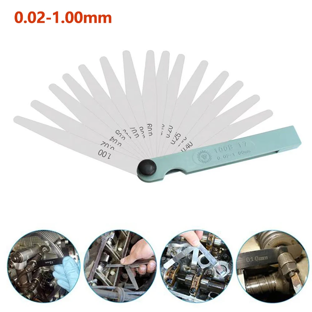 0.02-1.00mm 17 Blades Feeler Gauge Rangefinder Metric Gap Filler Gage Measurment Tool Motorcycle Car Repair Tool