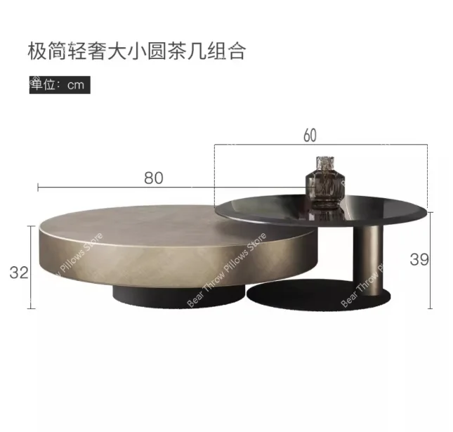 Italian Light Luxury Minimalist Modern Design Round Stainless Steel Coffee Table Tempered Glass Rock Slab Side Table New