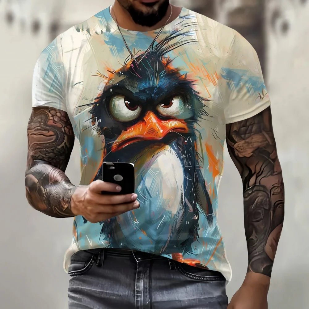 

Funny Men T-Shirt Fashion 3D Penguin Print Casual O-Neck Quick-Dry Short Sleeve Tops Summer Street Trend Hip Hop Men's Clothing