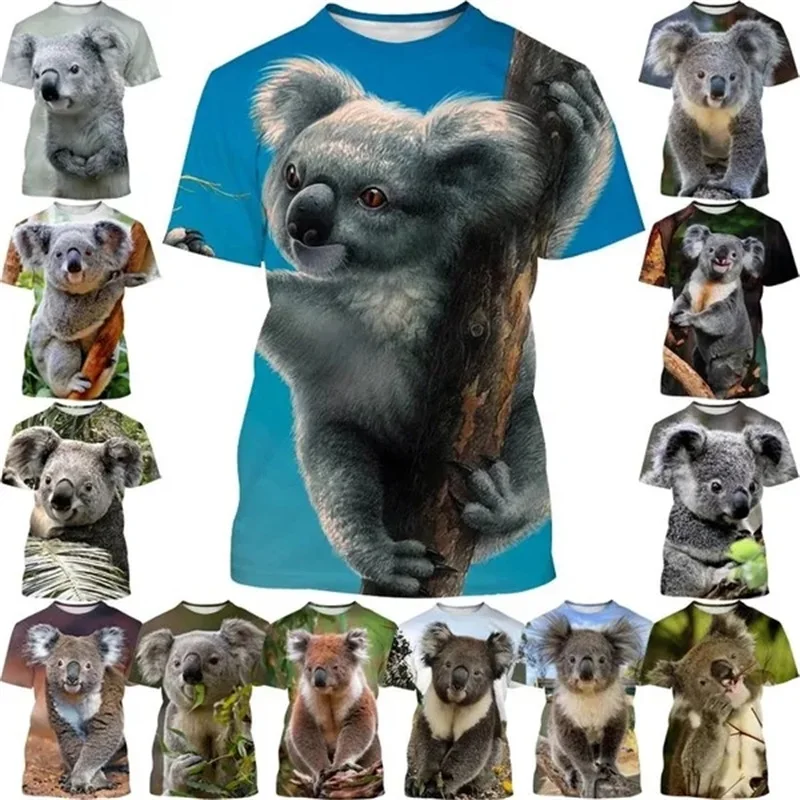 3D Print Animal Koala Bear T-shirt For Men Personality Australia Koala Graphic T Shirts Unisex Casual Short Sleeve Mens Tee Tops