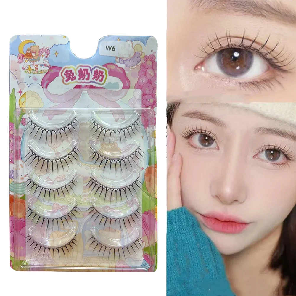 5 Pairs U-shaped Fake Eyelashes Dense False Eyelashes Natural Cross Decor Lash Extension Reusable Korean Eye Makeup Cosmetics