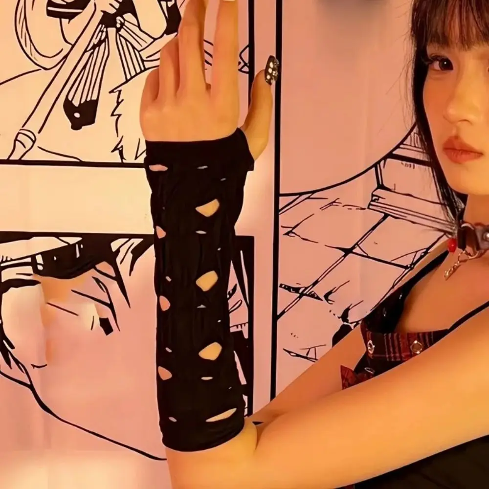 Sexy Fingerless Gothic Gloves Long Length Hollow Out Pattern Long Gloves Fingerless Gloves Cosplay