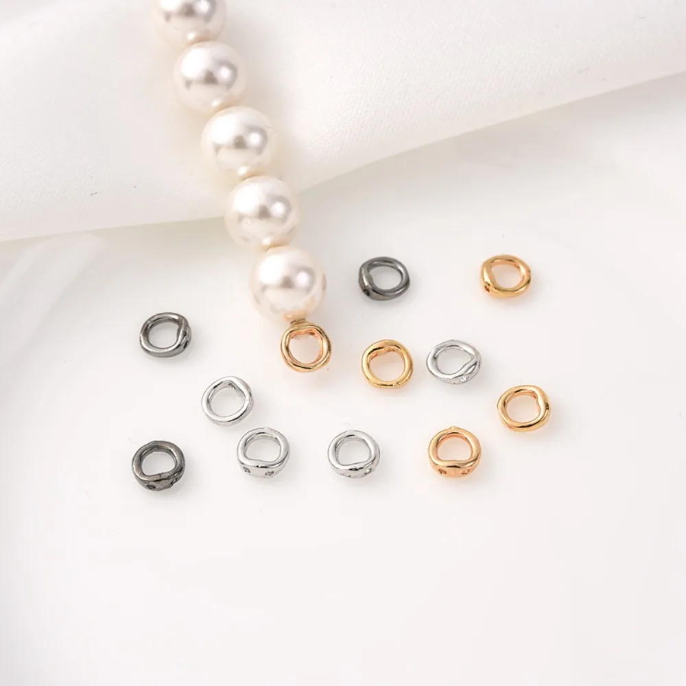 

Позолоченное закрытое соединительное кольцо 18 карат, жемчужное ожерелье своими руками, браслет из белого золота с двойным отверстием, черное соединительное кольцо на конце
