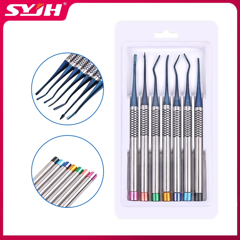 

SYJH 7PCS/Set Dental Tooth Extracting Tools Dentistry Implant Instrument Titanium Alloy Elevator Root Extraction Set Dentists