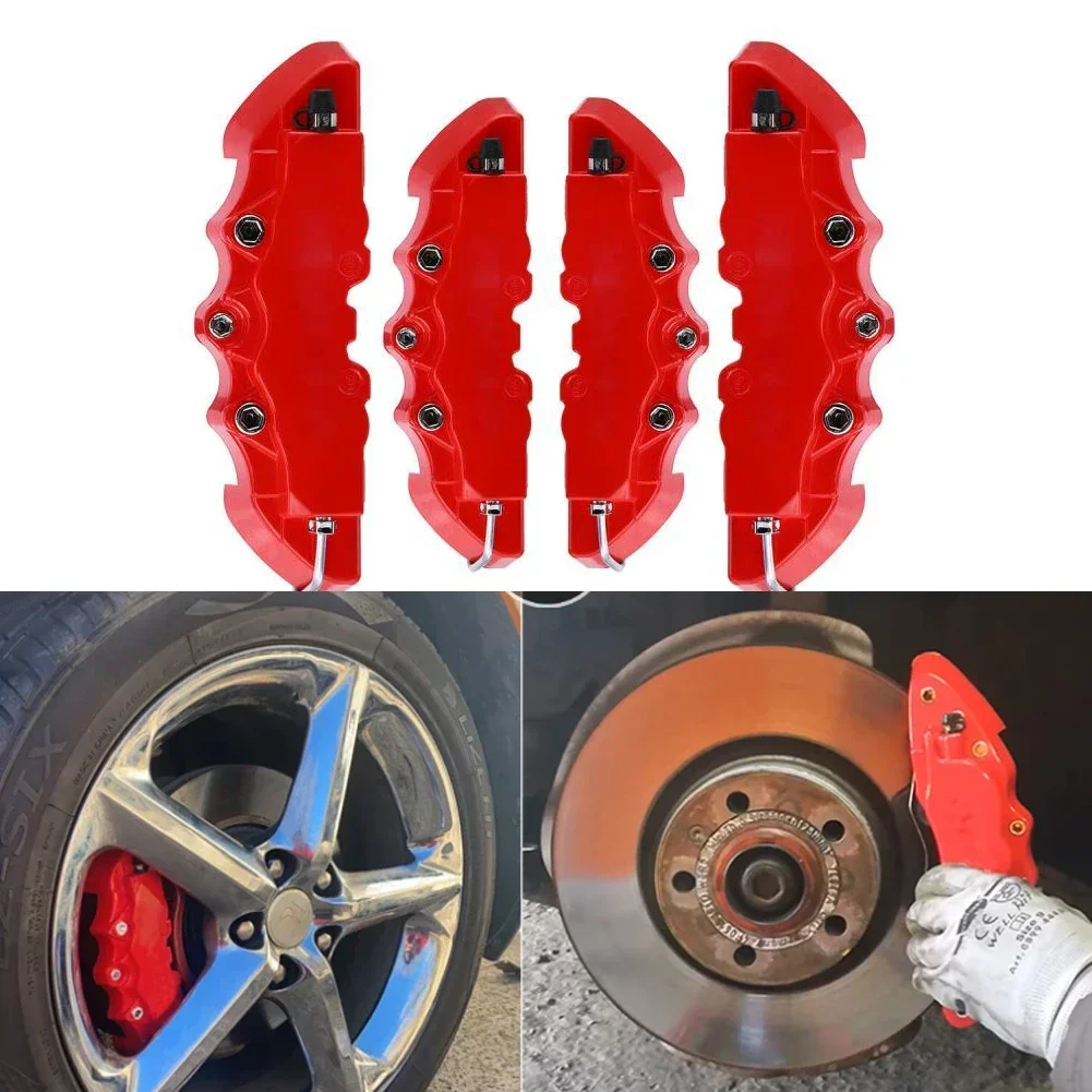 4Pcs Car 3D Disc Brake Caliper Covers Front & Rear M+S Racing Disc Brake Caliper Plastic Covers for 18.3-23.6\