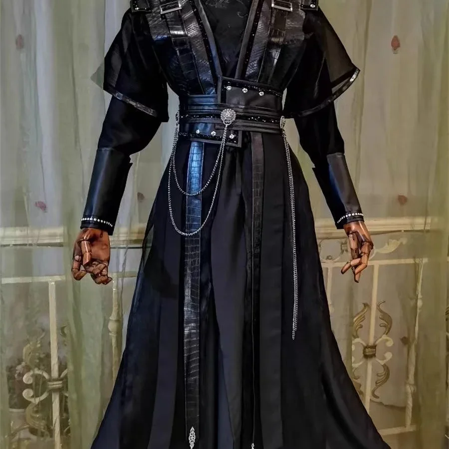 Dark Black MORAN Cosplay Costume Men's Gothic Masquerade Crowley Hanfu Dress Set Niche Fashion Anime Halloween COS Clothes Boys