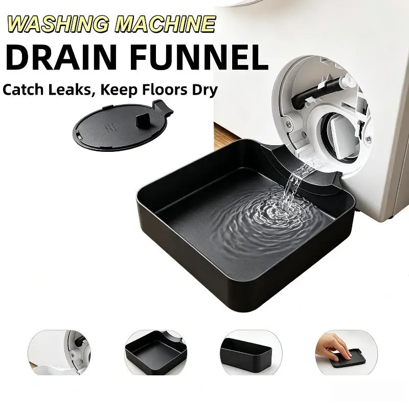 1Pcs Black Leakproof Washing Machine Drain Pan Water Catch Tray Floor Protector Storage Box For Drum Washing Machine