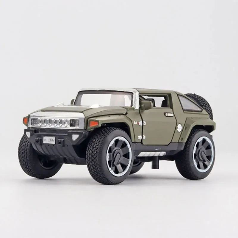 1:32  HX Alloy Model Car Off-road Vehicle With Pull Back Function Music Light Openable Door For Kids Gift Toy