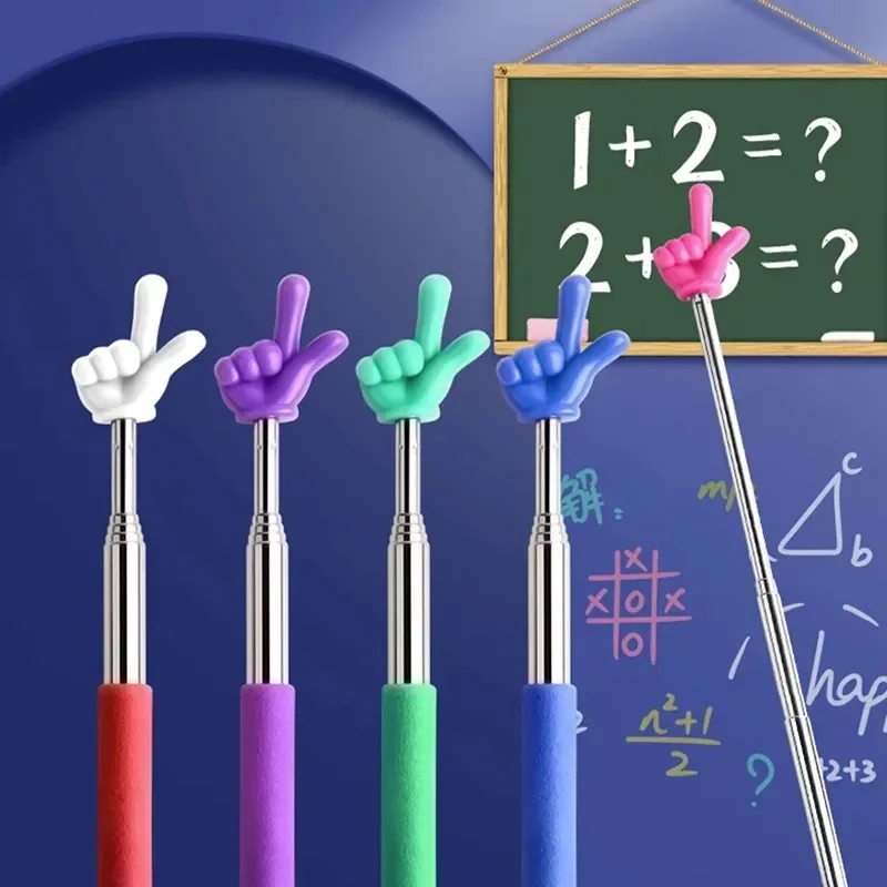 สแตนเลสการสอนตัวชี้ Telescopic Rod Finger Design ไวท์บอร์ดการสอน Stick โรงเรียนซัพพลายสํานักงาน