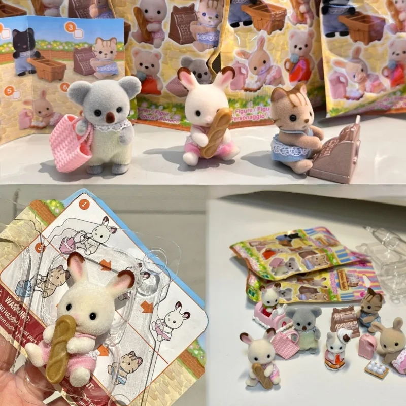 

Genuine Sylvanian Families Blind Box Rabbit Grove Family Dollhouse Shopping Gathering Black Cat Doll Halloween Birthday Gift Toy