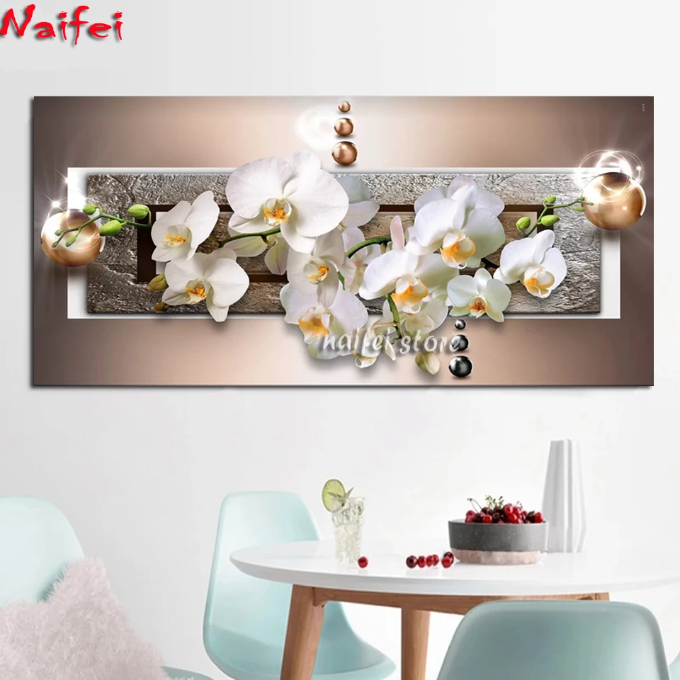 Orchidea su sfondo marrone pittura diamante 5d fai da te ricamo diamante quadrato/rotondo pieno pittura di grandi dimensioni per soggiorno