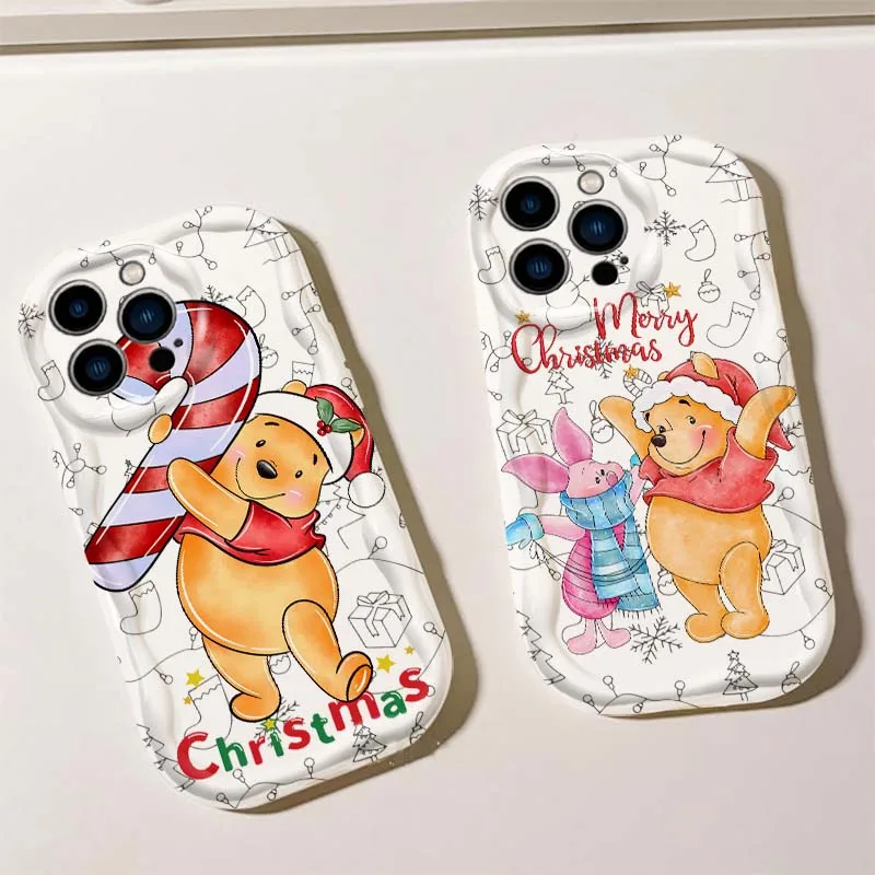 

Pooh Bear Christmas Phone Case For Apple iPhone 17 16 16E 15 14 13 12 11 XR Air Pro Max Plus Wave Oil Soft Cover